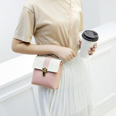 

Tailored Fashion Women Leather Plug Lock Hit Color Shoulder Bags Messenger Bag Coin Bag