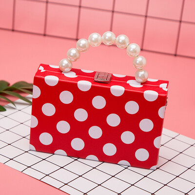 

Tailored Female Bag Pearl Wave Point Small Square Bag Chain Shoulder Bag Shoulder Bag