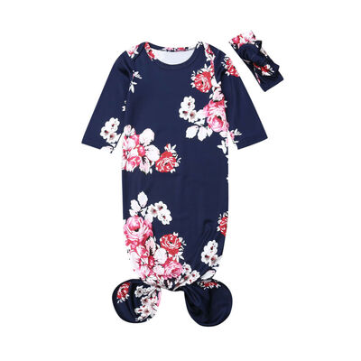 

Newborn Baby Girl Outfit Set Floral Swaddle Wrap Blanket Sleeping Bag Headband