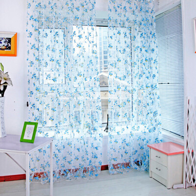 

Floral Tulle Voile Door Window Curtain Drape Panel Sheer Scarf Valances