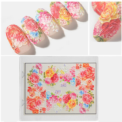 

〖Follure〗Engraved Flower Acrylic Nail sticker Nail Stickers Embossed Flower Water1Pcs 6D