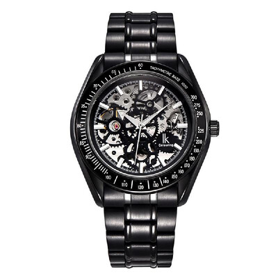 

IK COLOURING Stainless Steel Automatic Mechanical Watch Skeleton Transparent Hollow-out Wristwatch