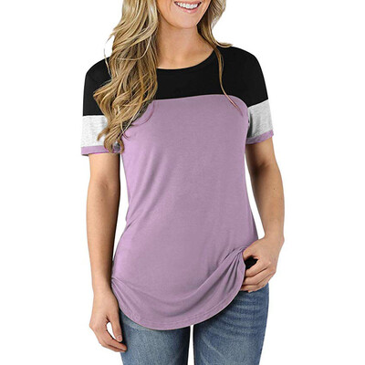 

Starmoon Women Summer Color Block Short Sleeve Tunic Tee Shirt Casual Tops Blouse