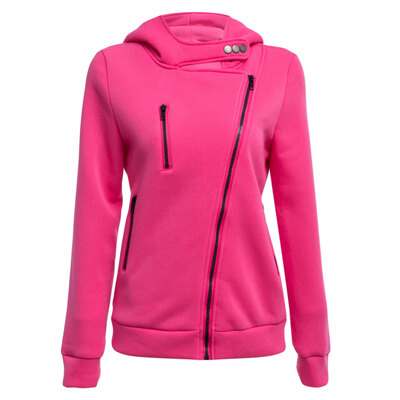 

Casual Turn-down Collar Zipper Button Design Women Hoodie