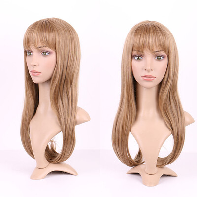 

Long Curly Synthetic Wig with Bangs Short Hair Wigs Heat Resistant Full Wig Full Head for Women