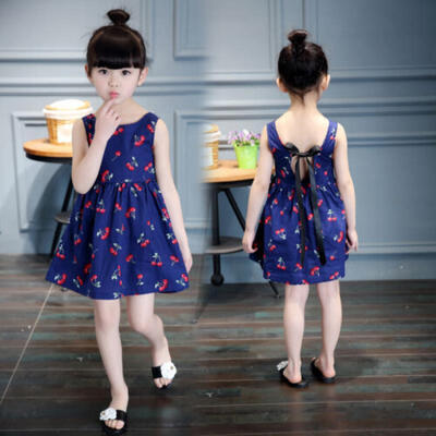 

UK Cute Kids Baby Girls Cherry Skirt Summer Princess Dress Party Tutu Sundress