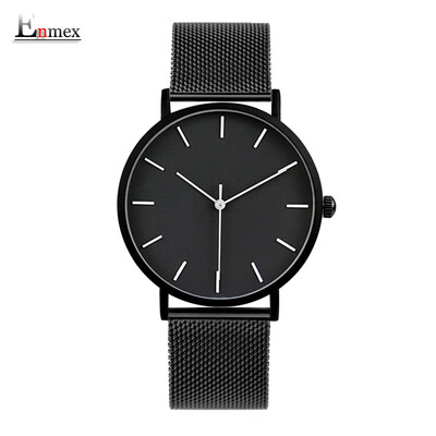 

Enmex simple design light steel neutral watch stereo simple lovers wrist when translating holiday gifts