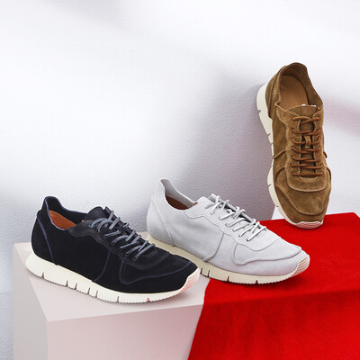 

Beijing Tokyo made casual shoes mens retro sports belt handmade low-top shoes suede leather gray white 43