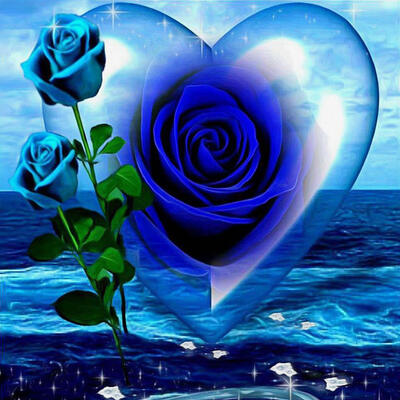 

5D DIY Full Drill Diamond Painting Blue Rose Cross Stitch Embroidery Kits
