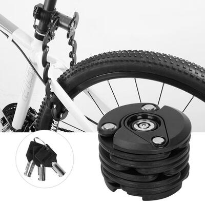 

Greensen Portable Metal Folding Anti-Theft Bike Motorbike Chain Lock with Keys Holder