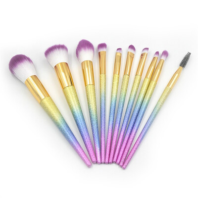

〖Follure〗10 pcs diamond matte taper handle powder eye brush makeup brush set