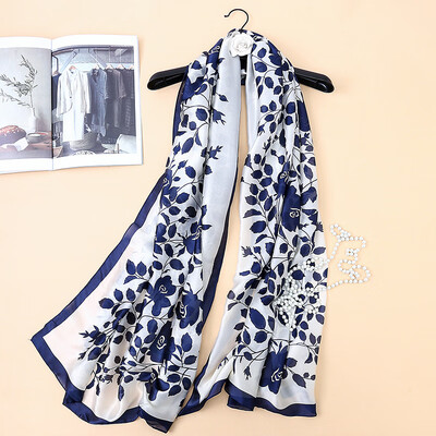 

Spring&summer new European&American fashion wild scarf leaves flower high-grade soft silk sunscreen scarf shawl