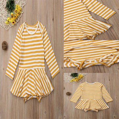 

Toddler Kid Baby Girl Long Sleeve Striped Romper Dress Jumpsuit
