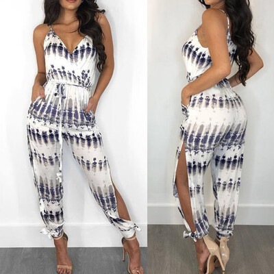 

Starmoon Women Sexy Geometric Irregular Sling Bandage Waist Jumpsuit BUL
