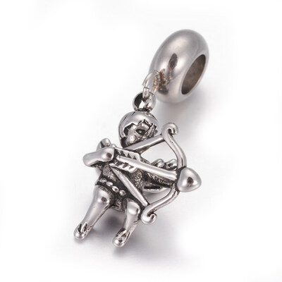 

Retro 304 Stainless Steel European Style Dangle Beads Large Hole Pendants Cupid Antique Silver 26mm