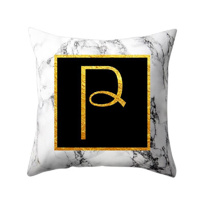 

Modern Pillowcases 4545 Gold Alphabet Word Letter White Marble Pattern Pillow Case Super Soft Throw Sofa Bed Cushion Cover Protec