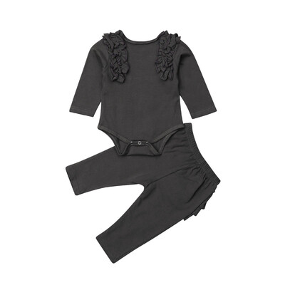 

New Toddler Baby Girls Ruffles Clothes Romper Bodysuit Long Pants Shorts Outfits