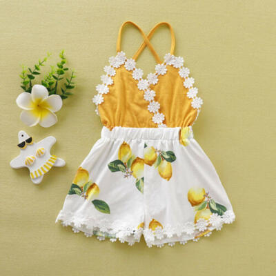 

Newborn Baby Girl Strap Romper Bodysuit Sunsuit Floral Summer Clothes Outfits
