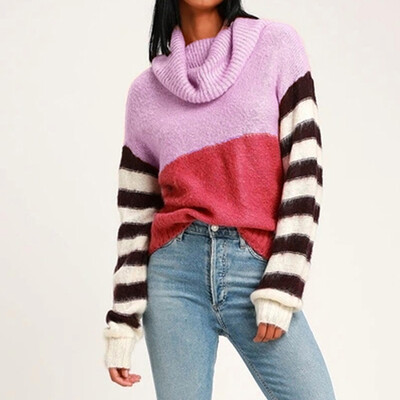 

〖Follure〗Women Sexy Vest Scarf Collar Knot Sweater Camisole Stripe Knitwear Patchwork Top