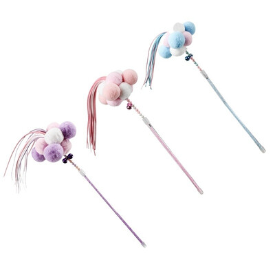 

Pet Cat Interactive Toy Solving Boredom Tease Cat Wand Toys with Feather Plush Balls