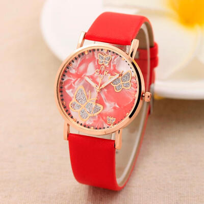 

Fashion Color butterfly Womens watch Simple Temperament Beautiful Ladies WristWatch Unisex Business Stainless Steel clock D