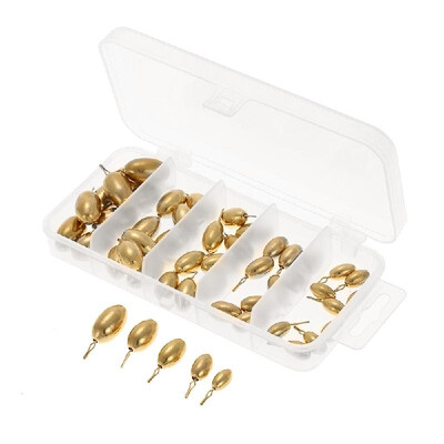 

50pcs Assorted Copper Sinker Bulk Set Box Elliptic Swivel Sinker Kit Casting Drop Copper Sinker Fishing Tackle Accessories