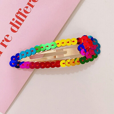 

Japanese Girls Water Drop Hair Clips Reflective Rainbow Glitter Sequins Hairpins Candy Color Side Bangs Party Snap Barrettes