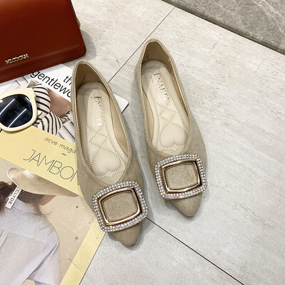 

Single Shoe Girl Autumn Shoes Chic Fairy Fengshui Drill Square Buckle Shoe Tide