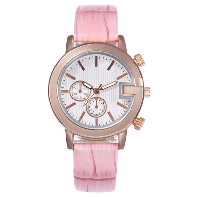 

Hot fake double-eye ladies fashion watch simple belt quartz watch female models