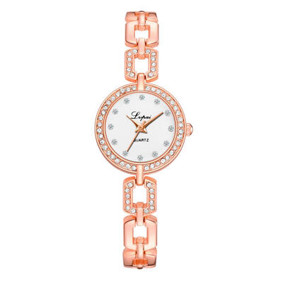

Modern Fashion Womens Watches With Rhinestone Quartz Wristwatch Rose Gold Bracelet Casual Dress Clock Gift For Female