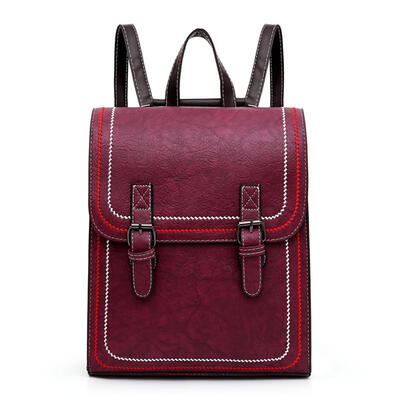 

Vintage Travel Backpacks Women School Bags Leather Knapsack Preppy Rucksack