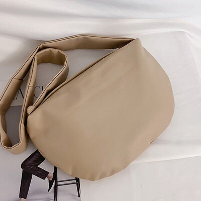 

2019 Korean autumn irregular belt shoulder bag simple soft PU texture bag slung womens bag