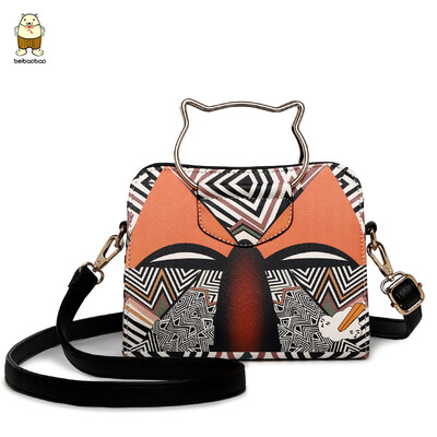 

Womens bag new cute Xiao Mao handbag printing geometric trend shoulder bag diagonal leisure bag