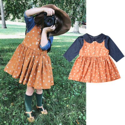 

Toddler Kids Baby Girl Outfit Clothes Long Sleeve T-shirt TopFloral Dress 2PCS