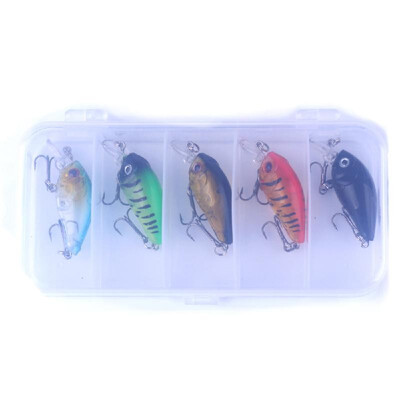 

HENG JIA 5pcs Mini Simulated Colourful Fishing Lure Set Floating Bait Hard Fish Hook Fishing Tackle Box Tools of Angling