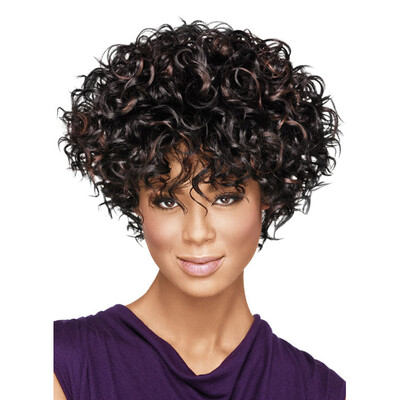 

New Fashon Women Short Curly Tousled Synthetic Hair Wigs with Bangs
