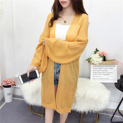 

Autumn Plus Size Sweater Long Loose Cardigan Women Long Sleeve Loose Thin Sweaters Solid Color Jumper Clothing Tops