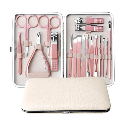 

18pcs Professional Pedicure & Manicure Tool Kit Nail Clippers Set with Acne Needle Nail File Trimmer Nose Hair Eyebrow Scissors To