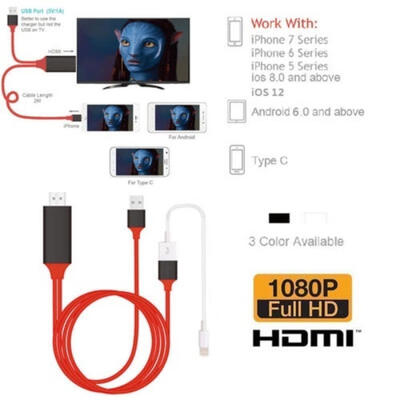 

For AndroidiSO Cell Phone MHL Micro USB to HDMI 1080P HD TV Cable Adapter 3in 1