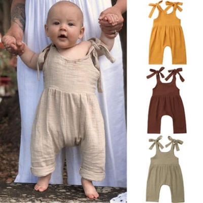 

New Kids Baby Clothes Summer Cotton Sling Jumpsuit Bodysuit Outfits 0-24