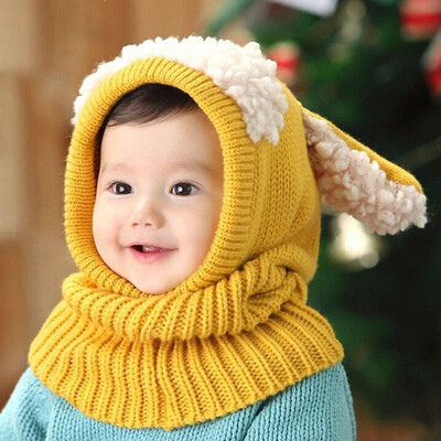 

Baby Toddler Winter Thicken Warm Puppy Hat Hooded Scarf Knitted Cap Boys Girls