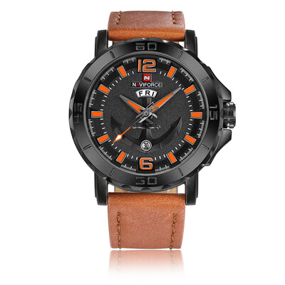 

Naviforce Leather Strap Sports Watches Men Quartz Clock Military Wrist Design