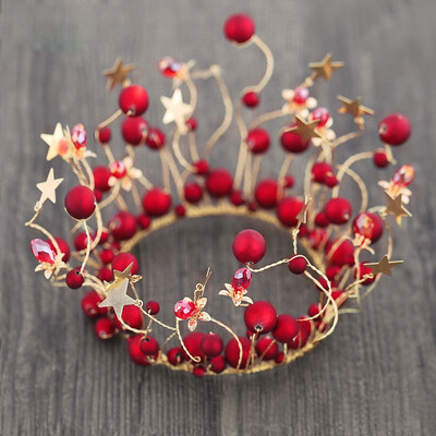 

Crown tiara childrens hair accessories red girl princess diadem flower girl color headband girl headband birthday gift