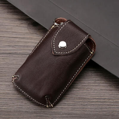 

Casual Portable Cowhide Car Key Wallet Mini Universal Solid Color Keychain Organizer