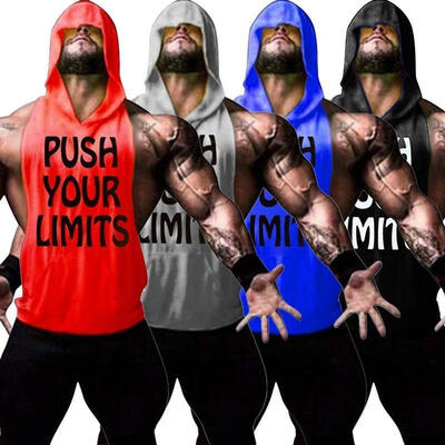 

New Men Gym Clothing Bodybuilding Stringer Hoodie Tank Top Muscle hooded Shirt
