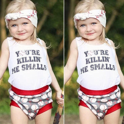 

VestShorts Baby Girls Kids Summer Clothes Baseball PriF28A 3pcs Outfits 1-6Y AU