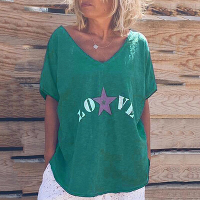 

Nomeni Womens Summer Casual V Neck Sleeveless Letter Casual T Shirt Top Blouse