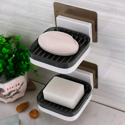 

Greensen Wall Mounted Square Shape Soap Holder Box Rack Dish Bathroom Household Organizer