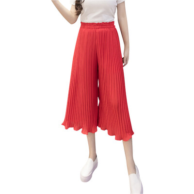 

Fashion Womens High Waist Casual Stretch Pants Wide Leg Solid Pleated Trousers