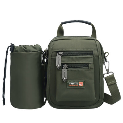 

Outdoor leisure sports backpack middle - aged men satchel casual fashion nylon canvas bag with cup cover